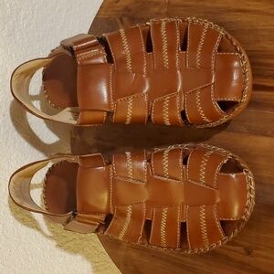 GBX- Mens leather Fisherman Slip on Sandals Loafers Outdoor Shoe Excellent Sz.9